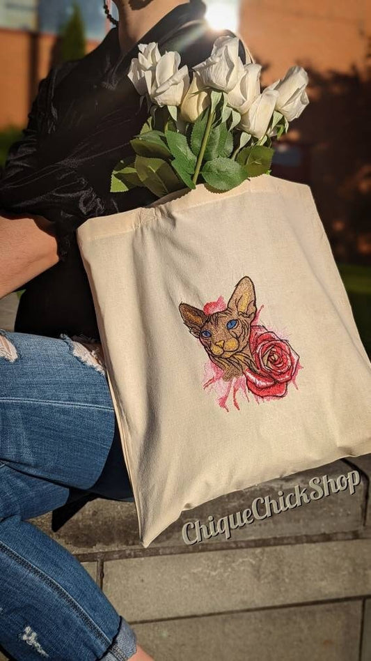 Sphynx with Rose Tote