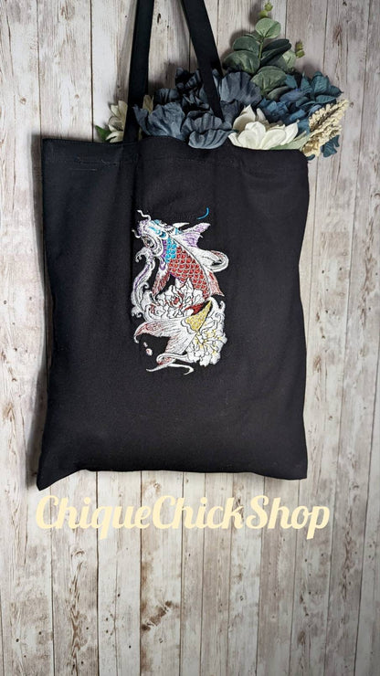 Embroidered Koi Tote