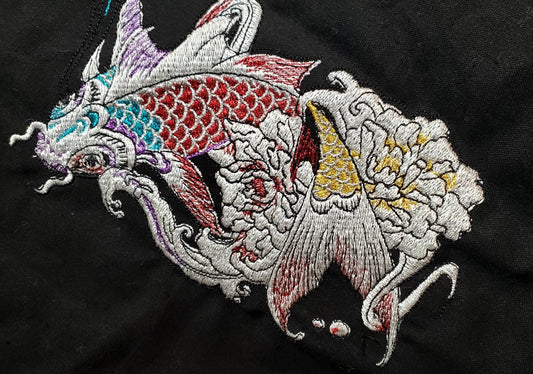 Embroidered Koi Tote