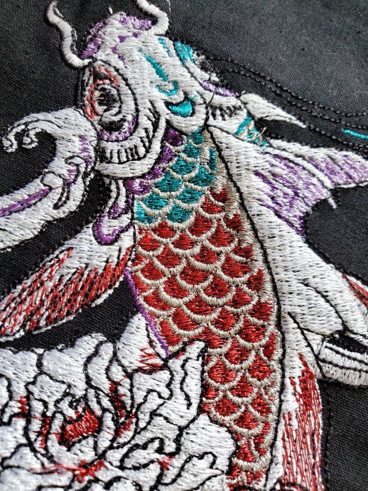 Embroidered Koi Tote