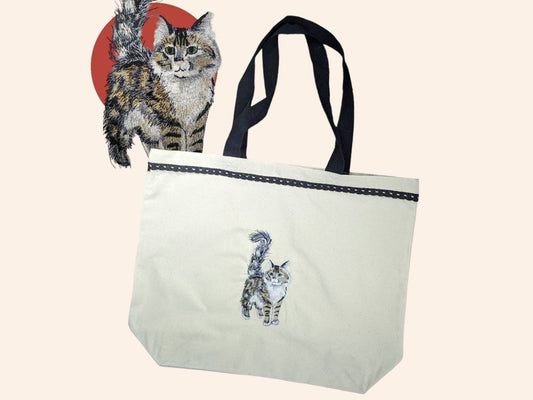 Maine Coon, Main coone, Main coons, Main coon, Maine coon cat, maine coon gift, maine coon mom, cat tote bag, embroidery bag, cat mom gift