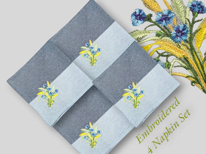 Wildflowers napkin set,raising wildflowers,embroidered napkin set,dinner napkin set,handmade napkins,spring flowers,easter gift,wild flowers